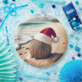 サンタハット付きクリスマスココナッツ ペーパープレート (パーティー)