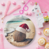 サンタハット付きクリスマスココナッツ ペーパープレート (パーティー)