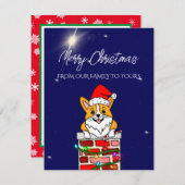 サンタハット付きクリスマスコパーソナライズされたギ シーズンカード (正面/裏面)