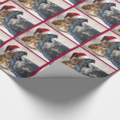 サンタハット付きクリスマスタイガー ラッピングペーパー (角)