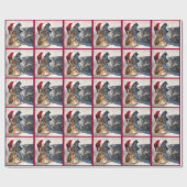 サンタハット付きクリスマスタイガー ラッピングペーパー (フラット)