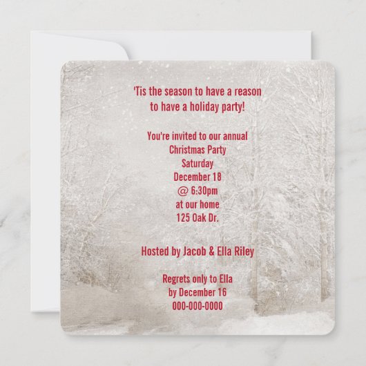 サンタハット付きクリスマスディアーパーティー 招待状 (裏面)