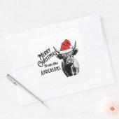 サンタハット付きクリスマスハイランド牛 スクエアシール (封筒)