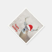 サンタハット付きクリスマスバックディアー スタンダードカクテルナプキン (角)