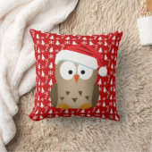 サンタハット付きクリスマスフクロウ クッション (ブランケット)