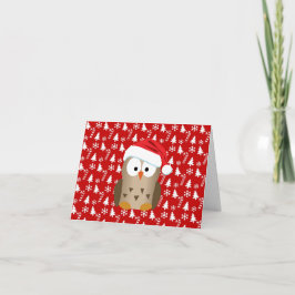 サンタハット付きクリスマスフクロウ シーズンカード