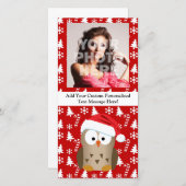 サンタハット付きクリスマスフクロウ シーズンカード (正面/裏面)