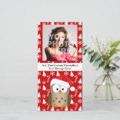 サンタハット付きクリスマスフクロウ シーズンカード (スタンド正面)