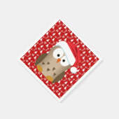 サンタハット付きクリスマスフクロウ スタンダードカクテルナプキン (角)