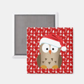 サンタハット付きクリスマスフクロウ マグネット (正面/裏面)