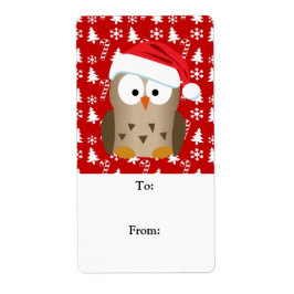 サンタハット付きクリスマスフクロウ ラベル