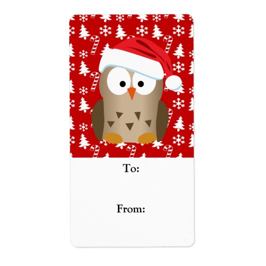 サンタハット付きクリスマスフクロウ ラベル (正面)