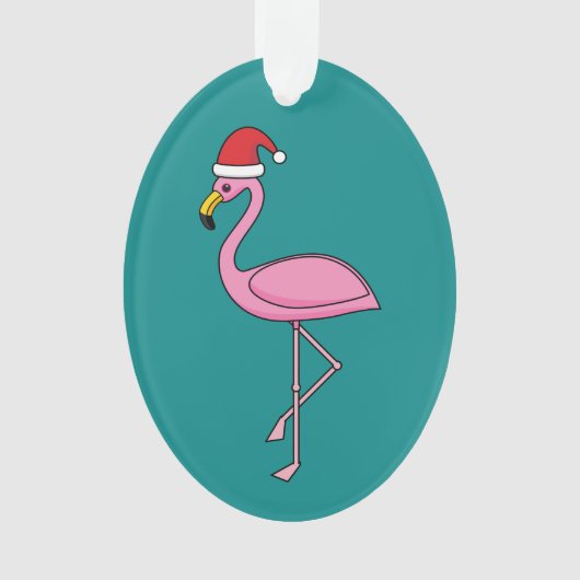 サンタハット付きクリスマスフラミンゴ オーナメント (正面)