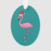 サンタハット付きクリスマスフラミンゴ オーナメント (裏面)