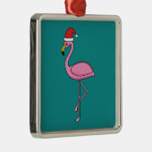 サンタハット付きクリスマスフラミンゴ メタルオーナメント (右)