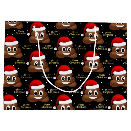 サンタハット付きクリスマスプー絵文字抱き枕 ラージペーパーバッグ (裏面)