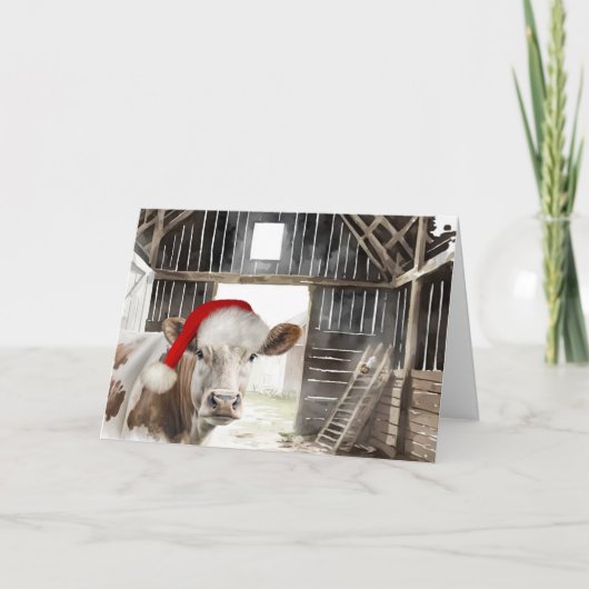 サンタハット付きクリスマスヘフォードカウズ シーズンカード (正面)