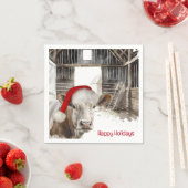 サンタハット付きクリスマス牛 スタンダードカクテルナプキン (インサイチュ)