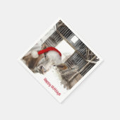 サンタハット付きクリスマス牛 スタンダードカクテルナプキン (角)