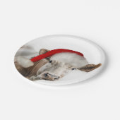 サンタハット付きクリスマス牛 ペーパープレート (アングル)