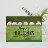 サンタハット付きゴルフハッピークリスマスホリデー シーズンカード (スタンド正面)