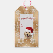サンタハット付きゴールデンレトリバー ギフトタグ (正面)