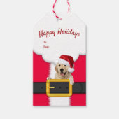 サンタハット付きゴールデンレトリバー ギフトタグ (正面)