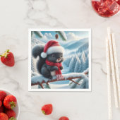 サンタハット付きブラックリス スタンダードカクテルナプキン (インサイチュ)