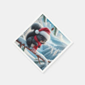 サンタハット付きブラックリス スタンダードカクテルナプキン (角)