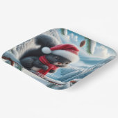 サンタハット付きブラックリス ペーパープレート (傾斜あり)