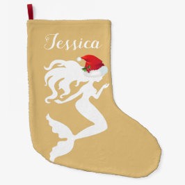 サンタハット付きマーメイドストッキング ラージクリスマスストッキング