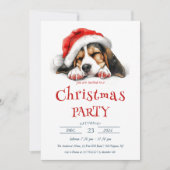 サンタハット付き可愛い犬クリスマスパーティー 招待状 (正面)