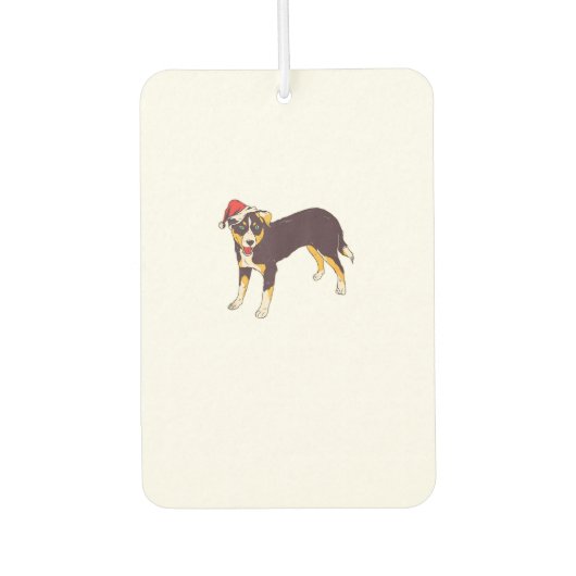サンタハット付き犬 – クリスマおもしろいス カーエアーフレッシュナー (正面)