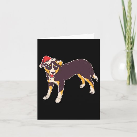 サンタハット付き犬 – クリスマおもしろいス カード (正面)