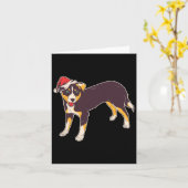 サンタハット付き犬 – クリスマおもしろいス カード (黄色い花)