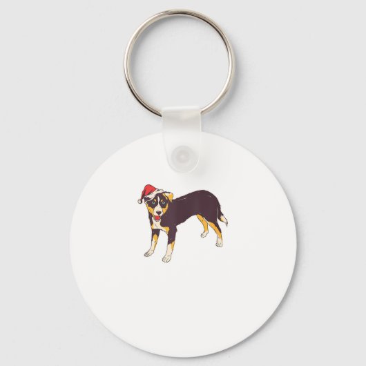 サンタハット付き犬 – クリスマおもしろいス キーホルダー (正面)