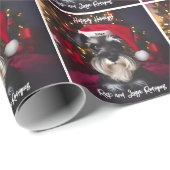 サンタハット付き美しいミニチュアシュノーザー ラッピングペーパー (ロールコーナー)