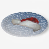 サンタハット写真テンプレートクリスマス写真ホリデー ペーパープレート (アングル)