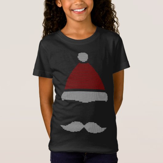 サンタハット口ひげ醜いクリスマス Tシャツ (正面)