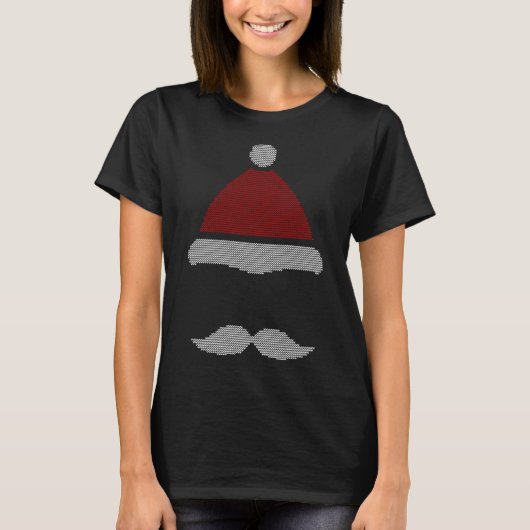 サンタハット口ひげ醜いクリスマス Tシャツ (正面)