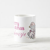 サンタハット名前をカスタムするの可愛いクリスマスの子猫 コーヒーマグカップ (中央)