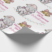 サンタハット名前をカスタムするの可愛いクリスマスの子猫 ラッピングペーパー (角)