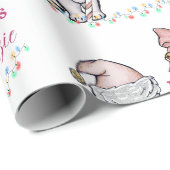 サンタハット名前をカスタムするの可愛いクリスマスの子猫 ラッピングペーパー (ロールコーナー)