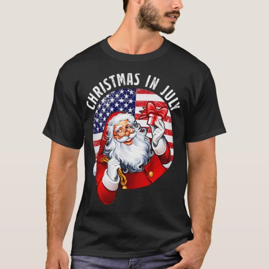 サンタハット国旗の夏のパーティーおもしろいクリスマスin Ju Tシャツ (正面)