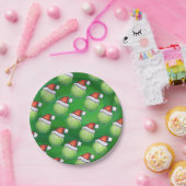 サンタハット型の緑のテニスボール ペーパープレート (パーティー)