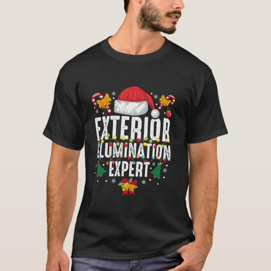 サンタハット外装イルミネーションエキスパートクリスマスN Tシャツ (正面)