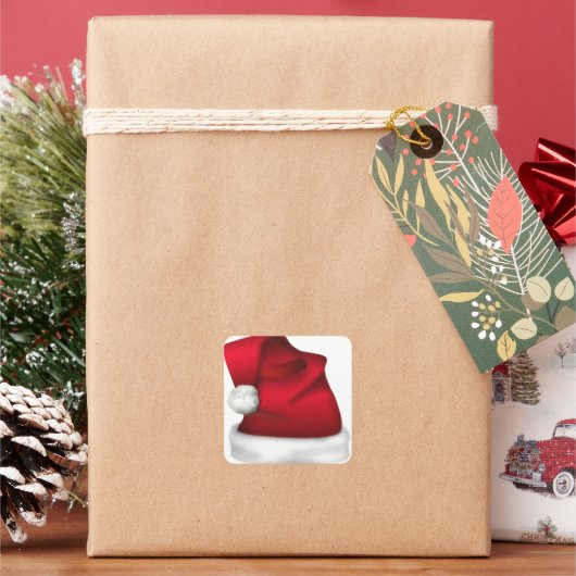 サンタハット封筒用シールシール スクエアシール (クリスマス)