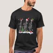 サンタハット小妖精や小人トナカイのクリスマスライトクリスマストランプ Tシャツ (正面)
