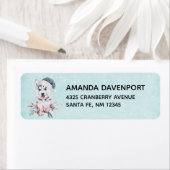 サンタハット差出人住所のクリスマスハスキー犬 ラベル (インサイチュ)