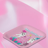 サンタハット幽霊とクリスマスツリー&プレゼント ペーパープレート